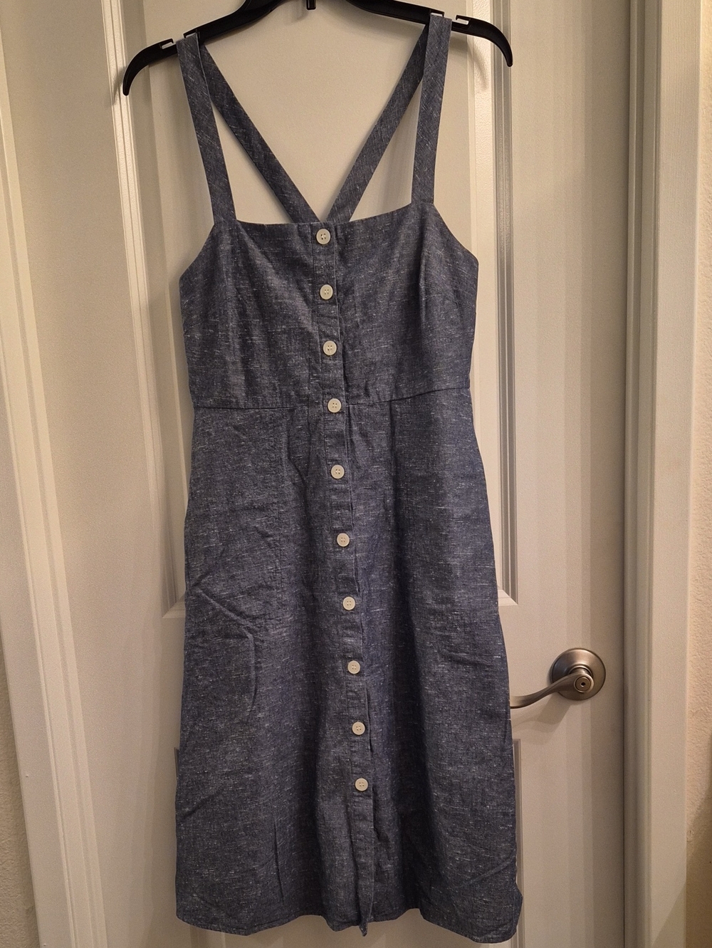Madewell Chambray Button-Front Midi Dress in Denim Blue.Size 6